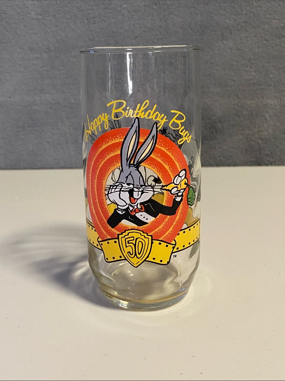 Vintage 1990 Warner Bros ‘Happy Birthday Bugs' 50th Anniversary Glass
